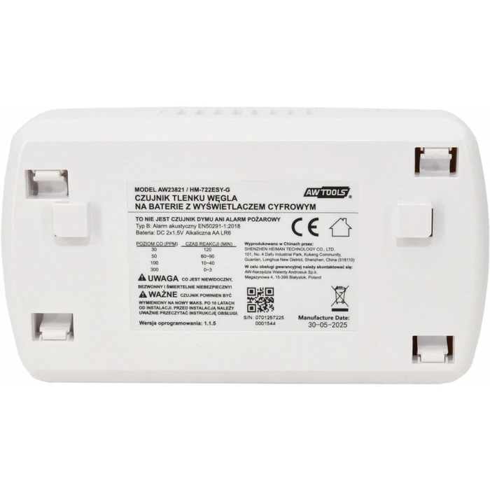 AWTools Autonomous Carbon Monoxide (CO) Detector AW23821