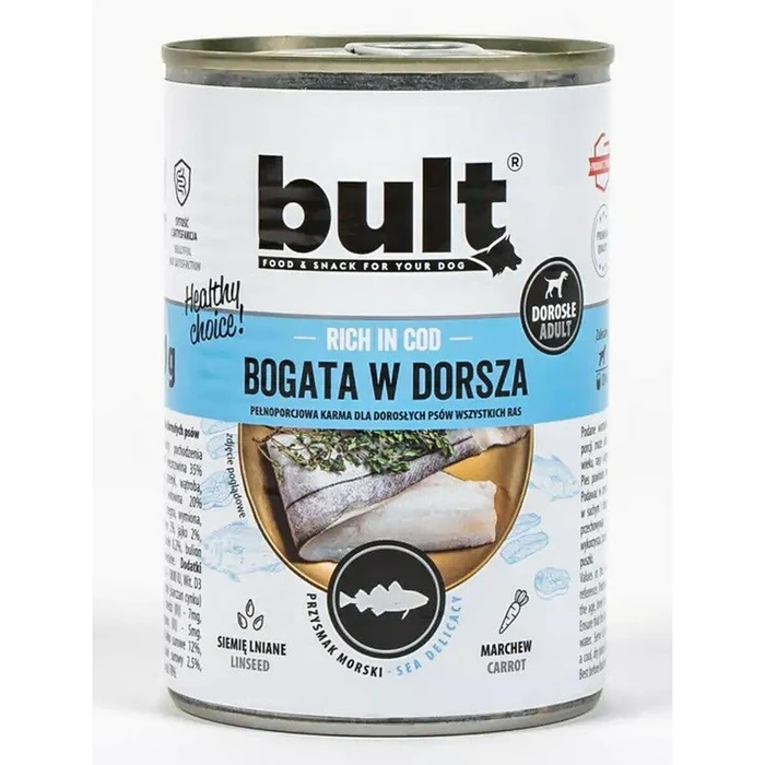 Bult Wet Dog Food Can with Cod, Gluten Free, 800 g