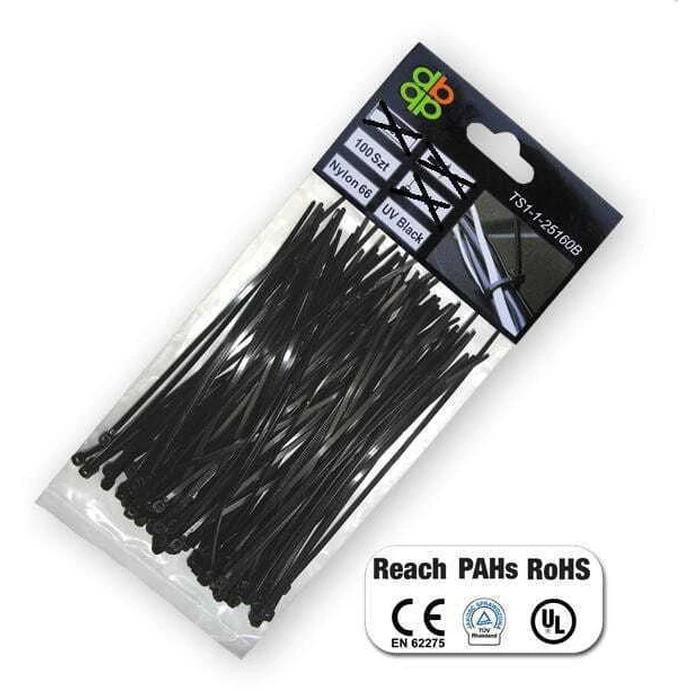 Bradas Cable Ties 200x4.8mm Black 100pcs (TS1148200B)