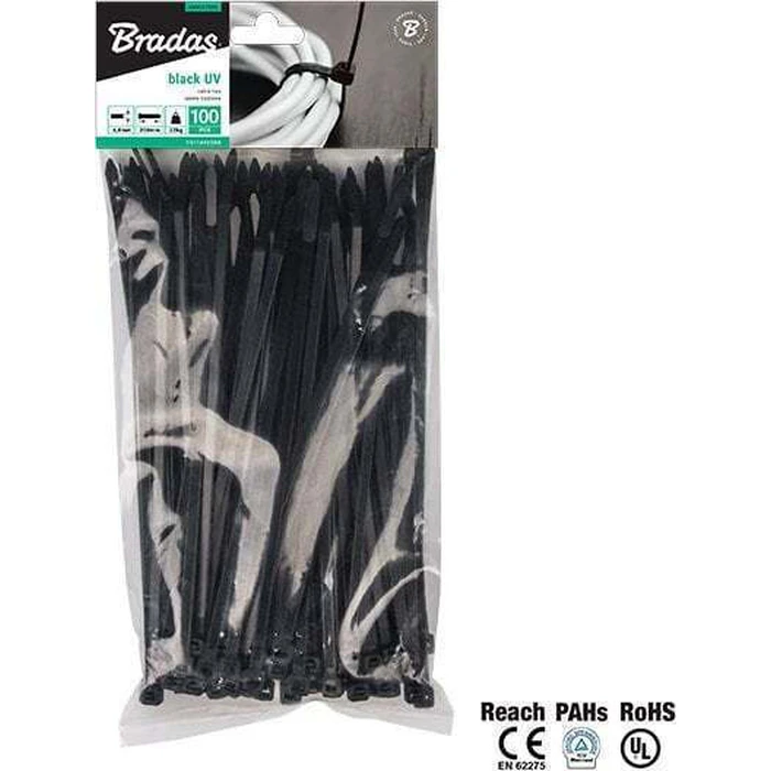 Bradas Cable Ties 280x4.8mm Black 100pcs TS1148280B