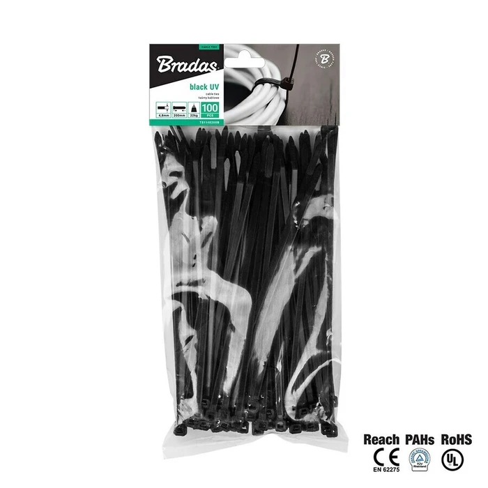 Bradas Δεματικά Καλωδίων 450x8.8mm Μαύρο 100τμχ TS1188450B