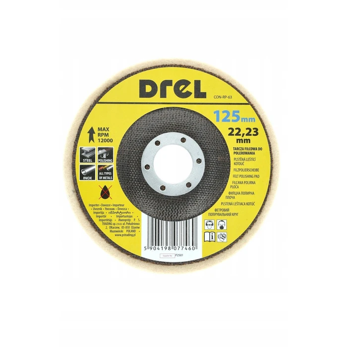 Δίσκος γυαλίσματος Condor Felt 125 mm (οπής 22,23 mm, πάχος 6 mm) - Drel