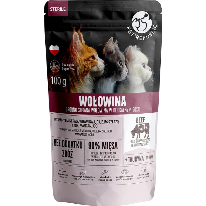 Pet Republic Wet Food for Adult Cats Sachet Beef Gluten-Free 100 g