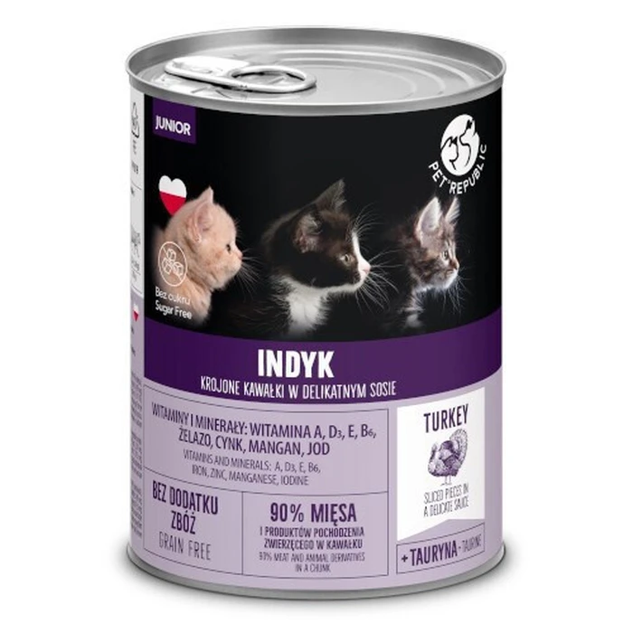 Pet Republic Wet Food for Junior Cats (Can) - Turkey, Grain-free & Gluten-free, 400 g