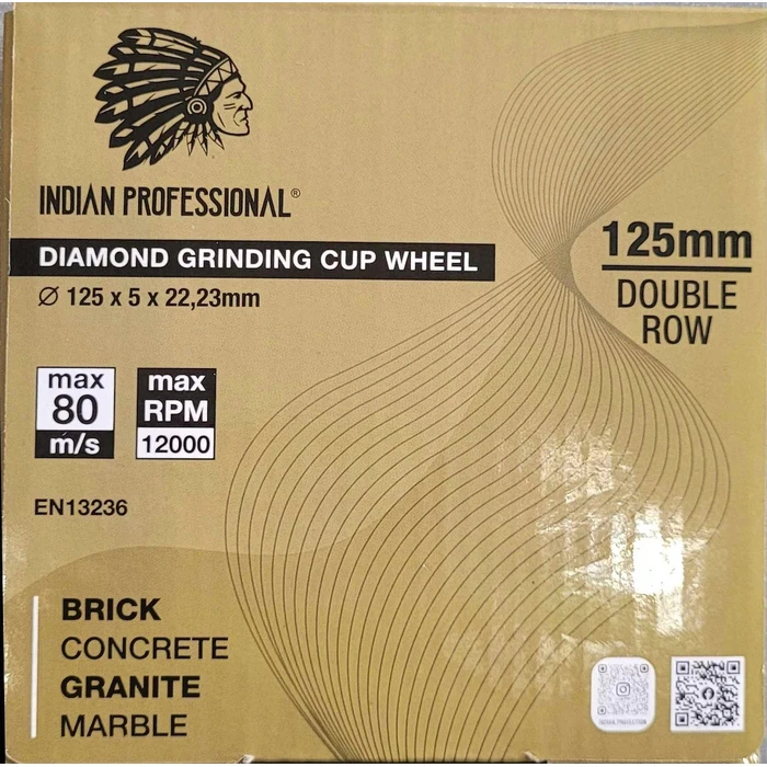 Δίσκος Λείανσης Δομικών Υλικών Diamond INDIAN PROFESSIONAL DOUBLE ROW IP7783 125mm