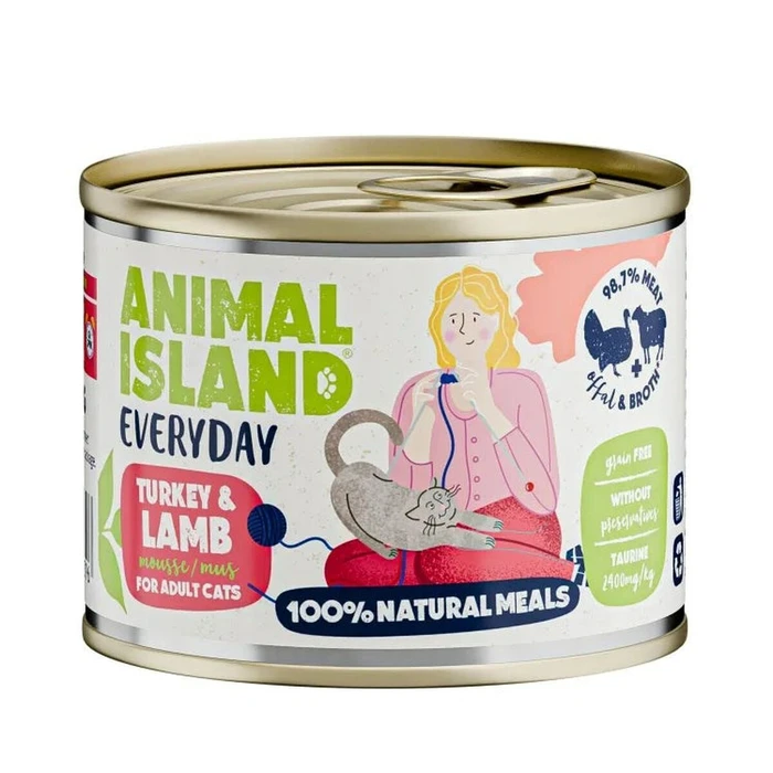 Animal Island Wet Food for Adult Cats - Turkey - Grain-Free Can 200 g