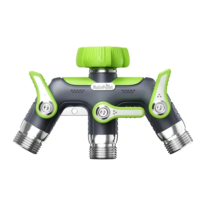 RainPoint DZ03 Brass 3-Way Garden Hose Splitter with Shut-off Valve 75 mm