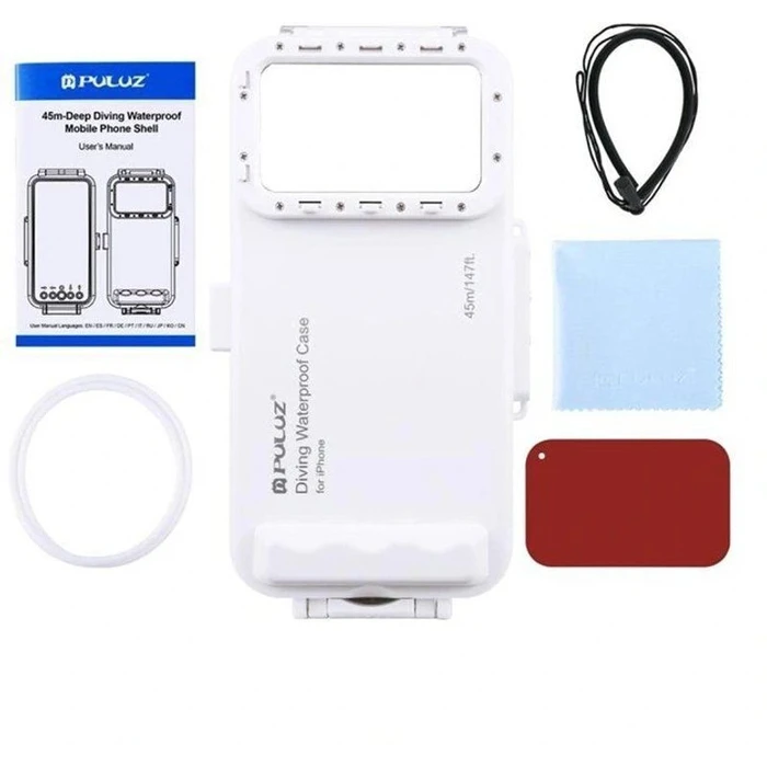 Puluz Waterproof Smartphone Case PU9100W with USB-C Port — 45 m, White