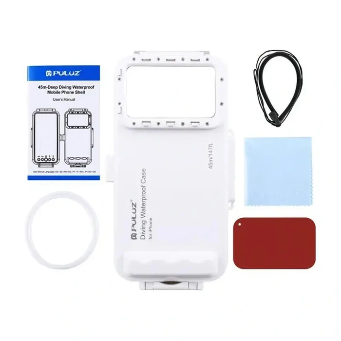 Puluz Waterproof Case 45M for iPhone - Underwater Photos & Video - White