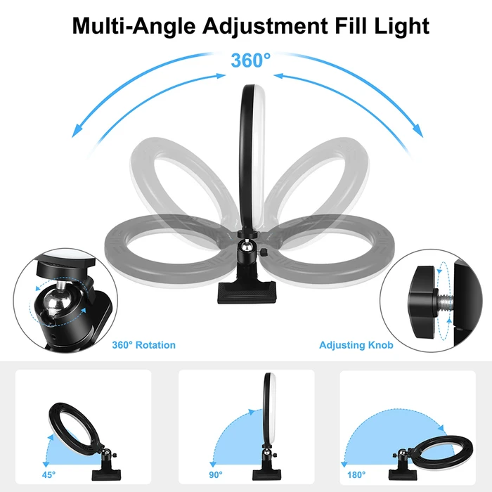 Puluz LED Ring Light 20cm with Phone Holder and Tripod (PKT3120B)