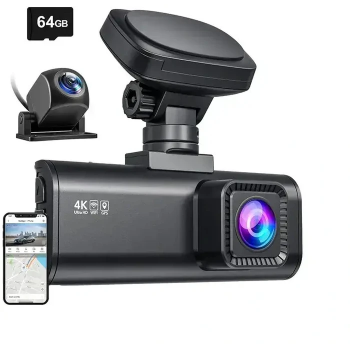 Redtiger F7n Car DVR Camera Set 4K with 3.2" Screen, Wi‑Fi, GPS & Rear Camera