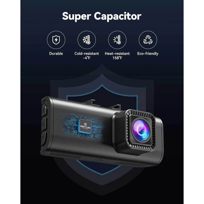 Redtiger F7NP Σετ Κάμερα DVR Αυτοκινήτου 4K με Οθόνη 3.8" Wi‑Fi, GPS & Κάμερα Οπισθοπορείας