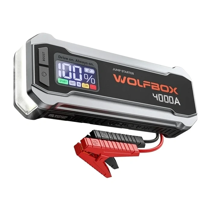 Wolfbox MegaVolt 24 Portable Car & Motorcycle Jump Starter 24000mAh 4000A Power Bank USB Flashlight 12V