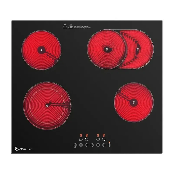 Amzchef Ceramic Autonomous Hob CE-T-72CB4xyP200-LBH 59x52 cm 4-zone 7200W Child Lock