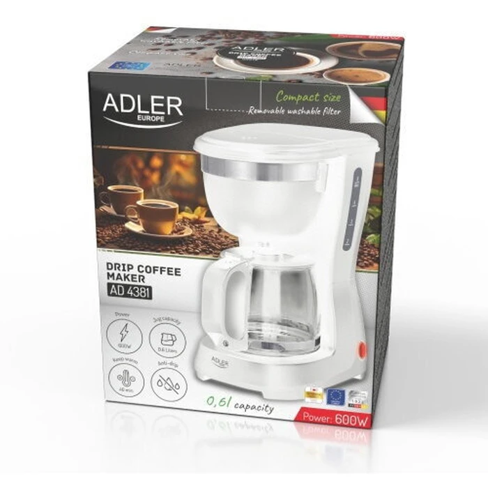 Adler Drip Coffee Maker 0.6L White