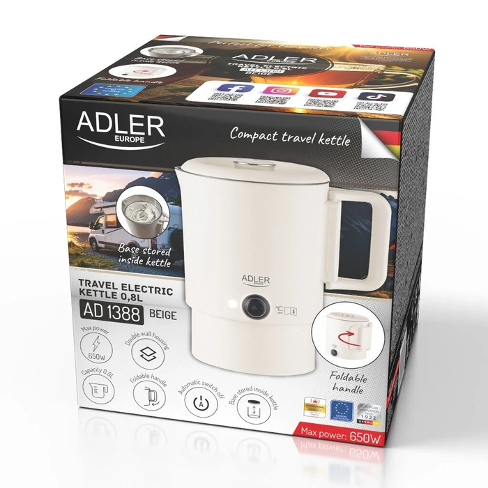 Adler Βραστήρας 0,8 L 650W Μπεζ AD 1388b