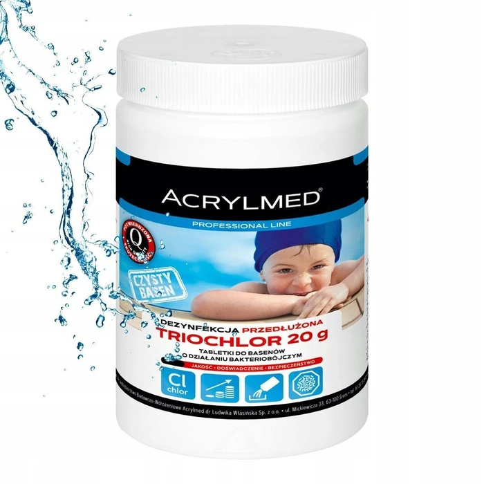 Acrylmed Triochlor Βραδείας Αποδέσμευσης Δισκία Χλωρίνης 200 g, Συσκευασία 1 kg