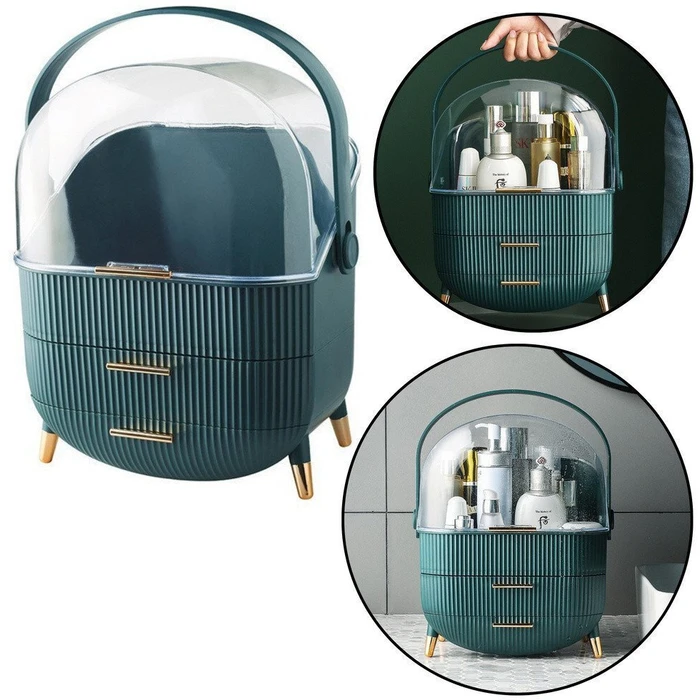 Transparent Cosmetics Organizer Case with Two Drawers