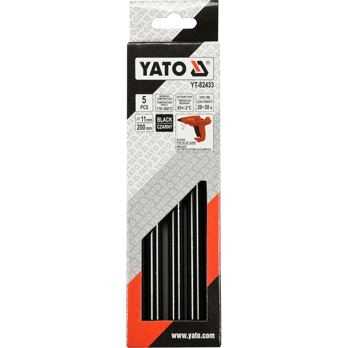 Yato Ράβδοι Κόλλα Σιλικόνης Μαύρο 11.2mm 5τμχ
