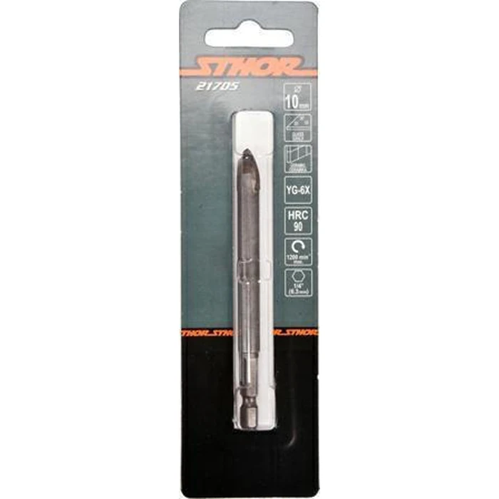Sthor 10mm Carbide Drill Bit with Diamond Coating and Hex Shank for Metal - 21705