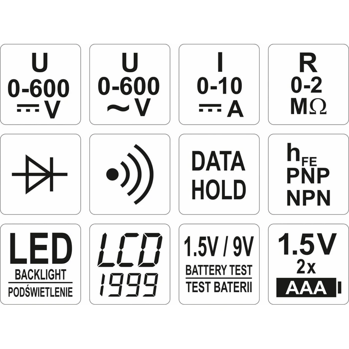 Yato Digital Multimeter with AC/DC/Resistance Measurement YT-73081