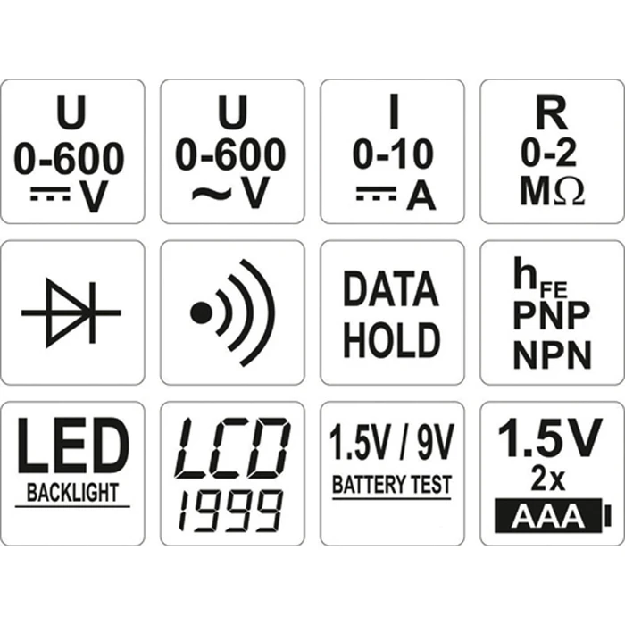 Yato Digital Multimeter with AC/DC/Resistance Measurement YT-73081