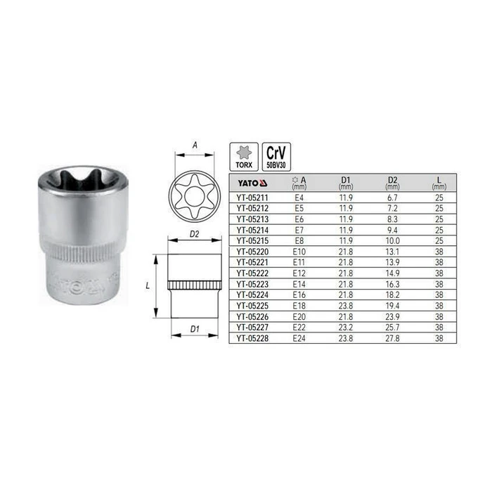 Yato Καρυδάκι TORX 1/2" E10 YT-05220