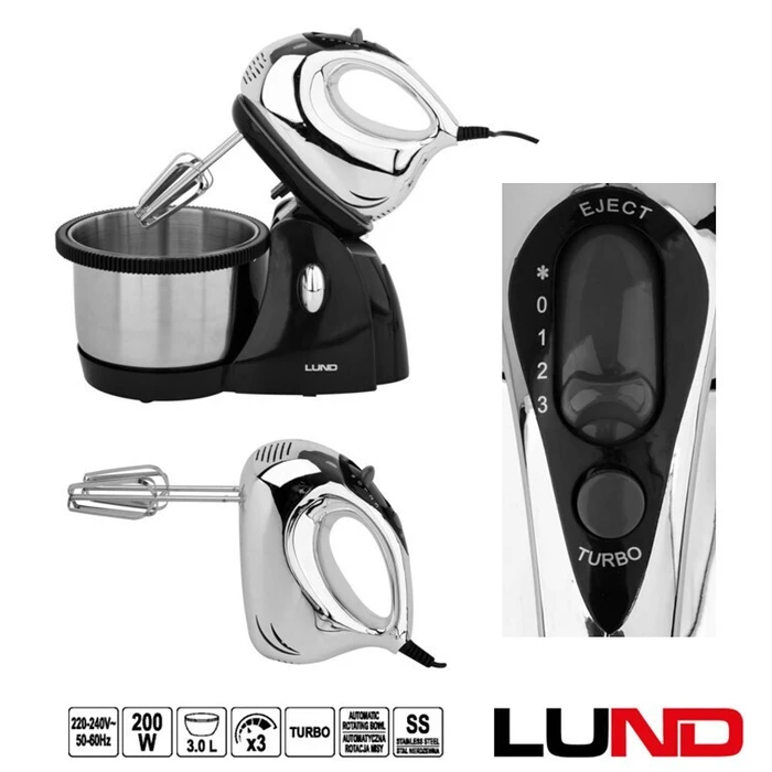 Lund 67790 Μίξερ με Inox Κάδο 3lt Γκρι