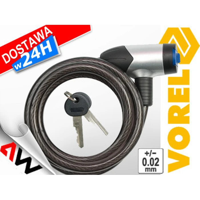 Vorel 77838 Bicycle Coil Lock with Key Black