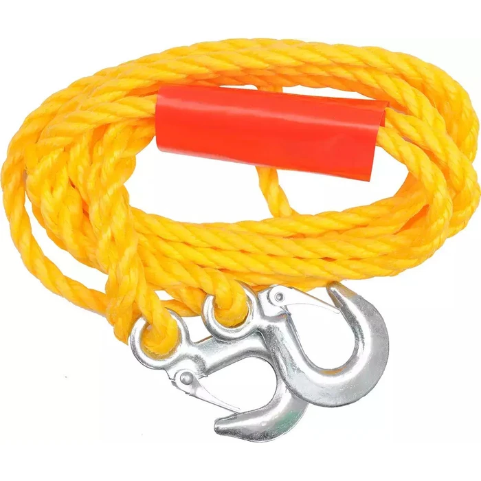 Vorel Car Tow Rope 82201 - Braided Tow Rope 4 m with Hooks (Yellow)