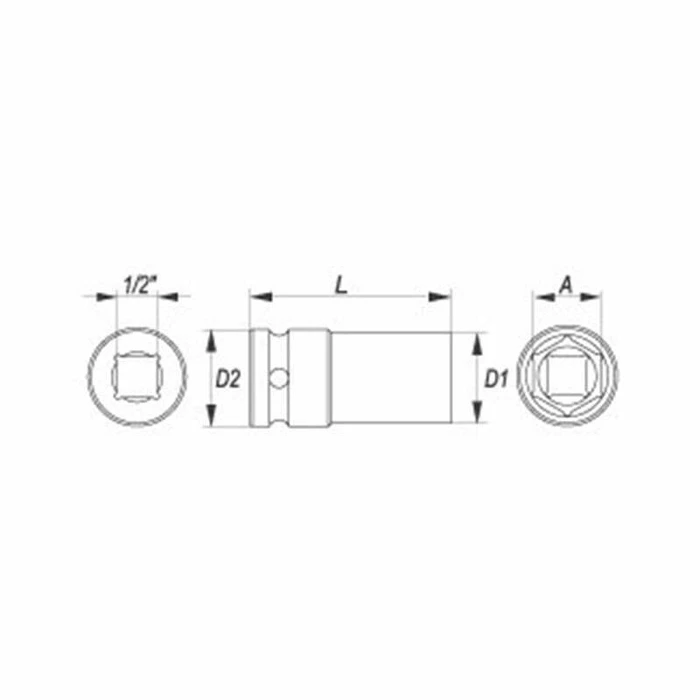 Yato Air Impact Long Hex Socket 1/2" Drive 18mm YT-1038