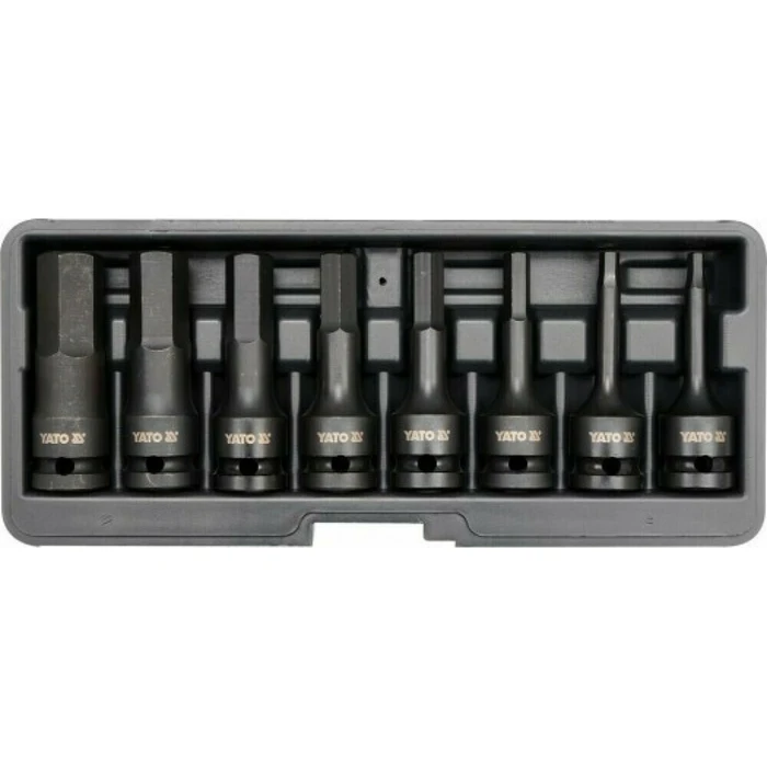 Yato Long Impact (Air) Sockets with Allen Bits, 1/2'' Drive, 8 pcs Set YT-1066