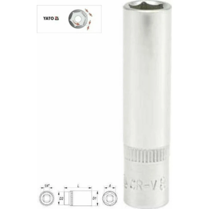 Yato Καρυδάκι Εξάγωνο Μακρύ 10mm 1/4" YT-1421