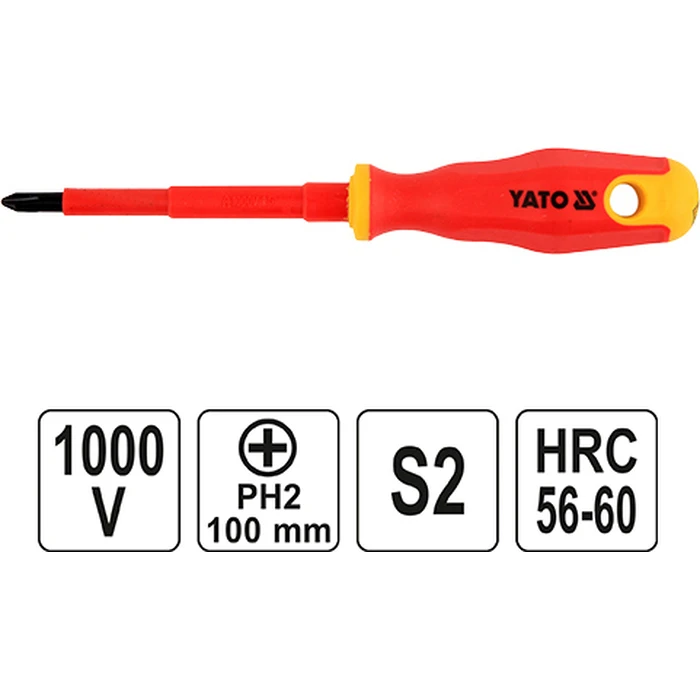 Yato Κατσαβίδι Ηλεκτρολόγου VDE 1000V PH2x100mm YT-2823