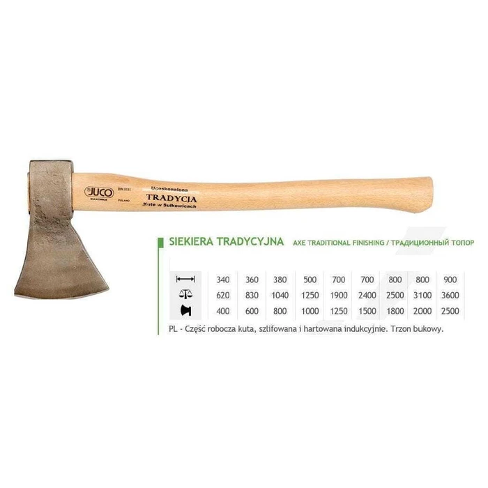 Juco T7052 Axe 70 cm 1250 g Wooden Handle (SKU: T7052)