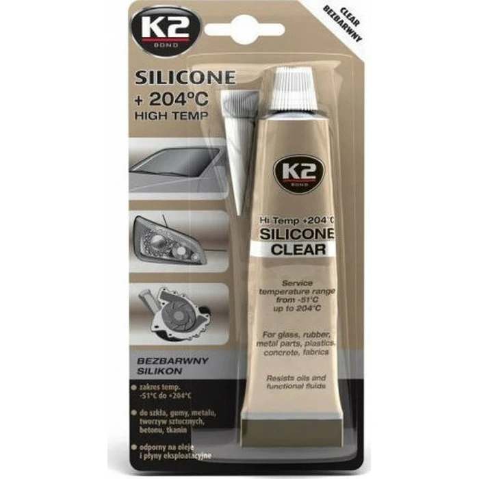 K2 High-Temperature Transparent Silicone Sealant 85gr B255