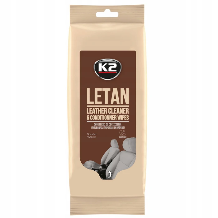 K2 K210 Letan Leather Cleaning Wipes for Car Interior, 24 pcs