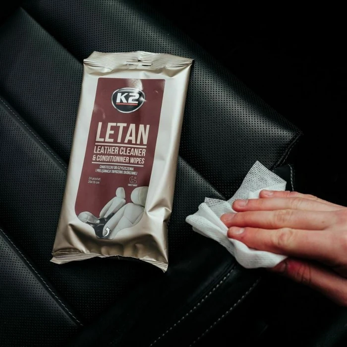 K2 K210 Letan Leather Cleaning Wipes for Car Interior, 24 pcs