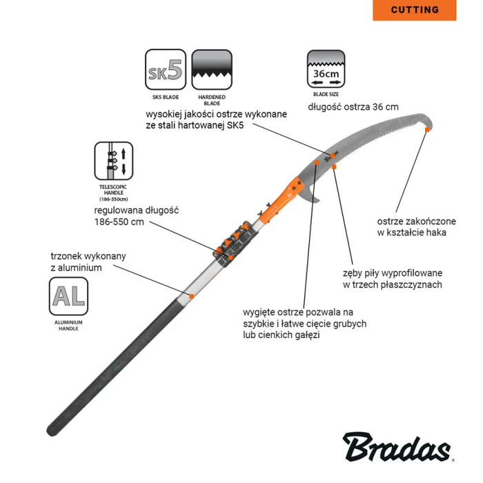 Bradas Πριόνι Χειρός Κλαδέματος 23 cm KT-V1501-550
