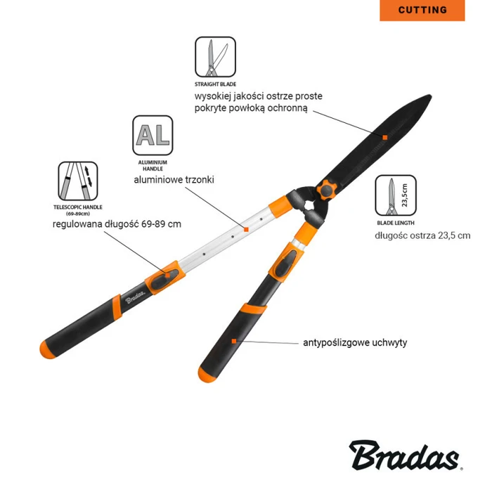 Bradas Aluminum Hedge/Grass Shears 69-89 cm KT-V1141