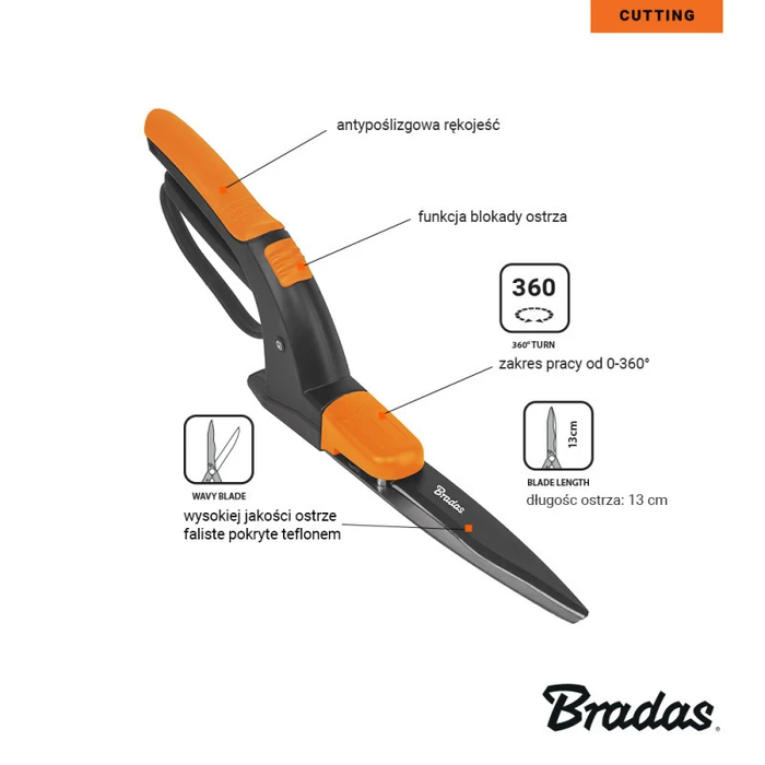 Bradas Ψαλίδι Γκαζόν/Θάμνου 360° V-SERIES KT-V1320