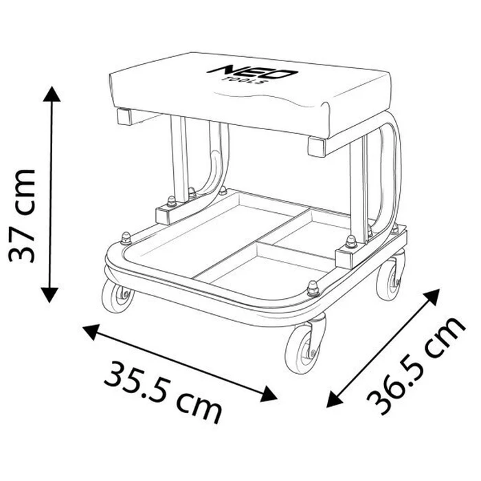 Neo Tools Workbench Stool on Wheels with Tool Shelf, Max Load 136 kg, Model 11-604