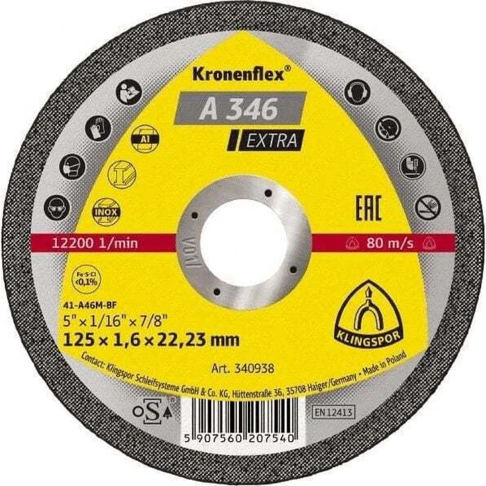 Klingspor Metal Cutting Disc, 22.2 mm Bore - Model 340952 (K340952)