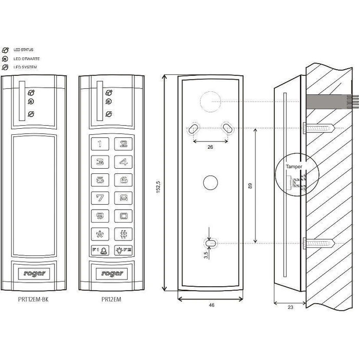 Roger Access Control για Πρόσβαση με Κάρτα PRT12EM-BK-G