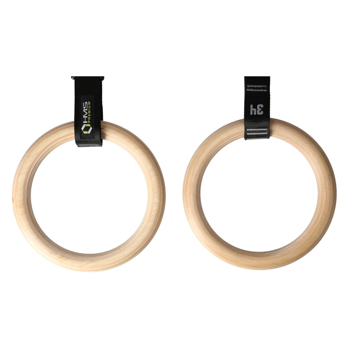 HMS TX08 17-35-009 Wooden Gym Rings, 23 cm Diameter