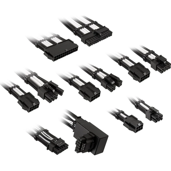 Kolink Core Pro Braided PSU Cable Extension Kit 12V 2x6 Pin (Type 1) - Jet Black / Brilliant White
