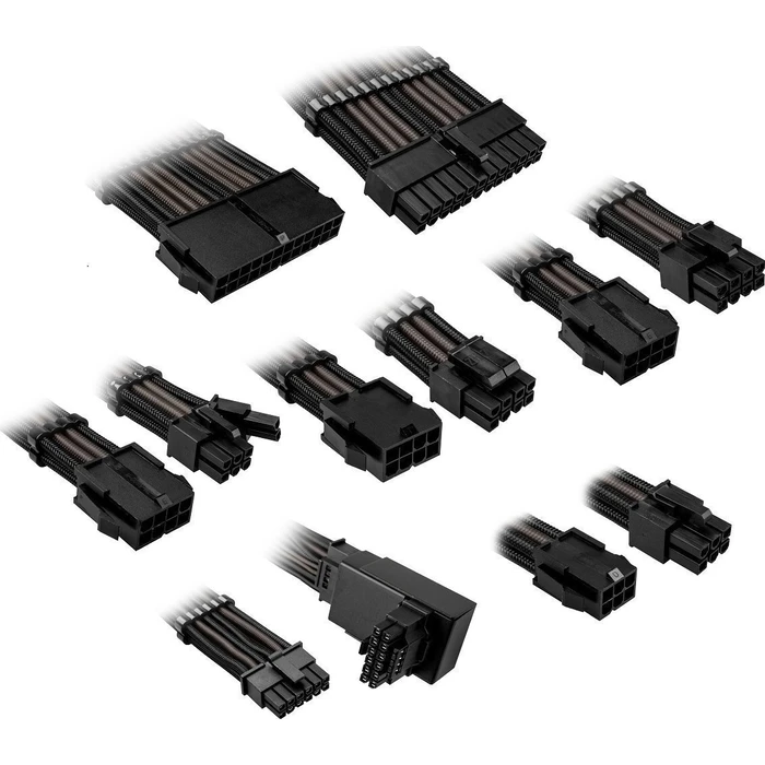 Kolink Core Pro Braided Cable Extension Kit 12V 2x6 Pin Type 1 - Jet Black/Gunmetal Grey (COREPRO-EK-12VT1-BGM)