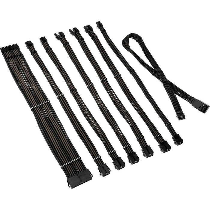 Kolink Core Pro Braided Cable Extension Kit 12V 2x6 Pin Type 1 - Jet Black/Gunmetal Grey (COREPRO-EK-12VT1-BGM)