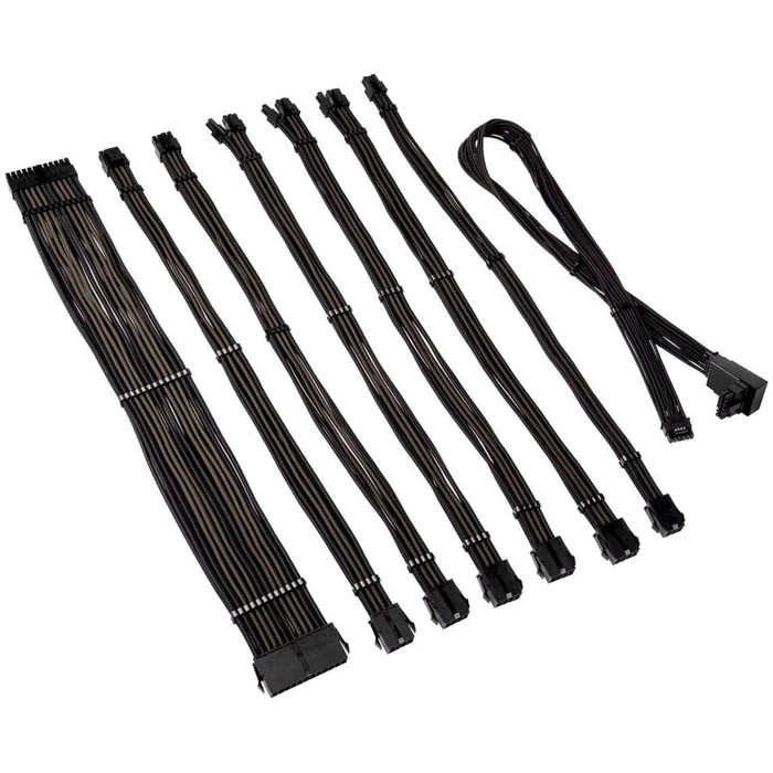 Kolink Core Pro Braided PSU Cable Extension Kit 12V - 2x 6-pin Type 2 - Jet Black / Gunmetal Grey
