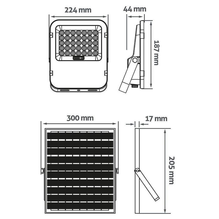 Avide LED Solar Flood Light 100W 6400K with Separate Solar Panel and Remote Control